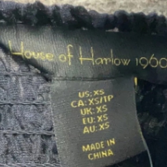 NWT House of Harlow 1960 Mini Boho Chic Floral Bow Tie Sleeves Dress Velvet XS - Picture 5 of 5